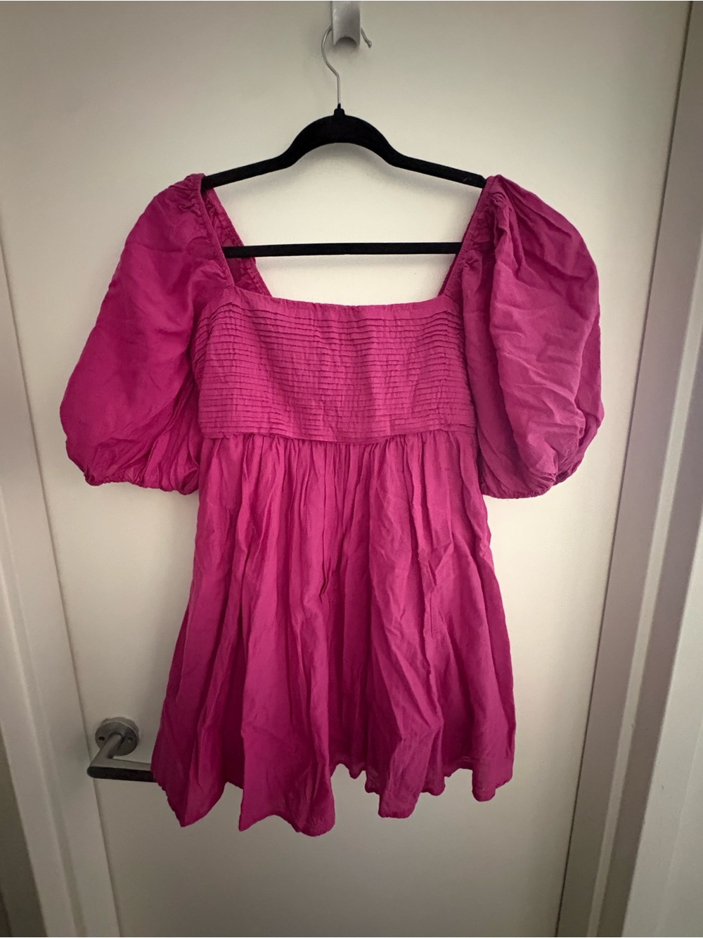 Abercrombie & Fitch Fuchsia Smocked Babydoll Mini Dress
